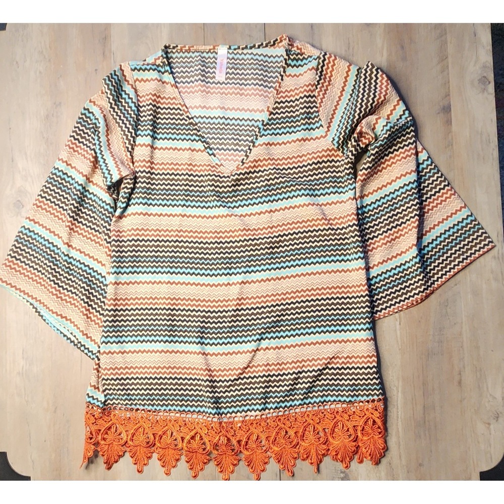 Yahada Boho Vintage Multi Color With Orange Embroidery Accent Women S